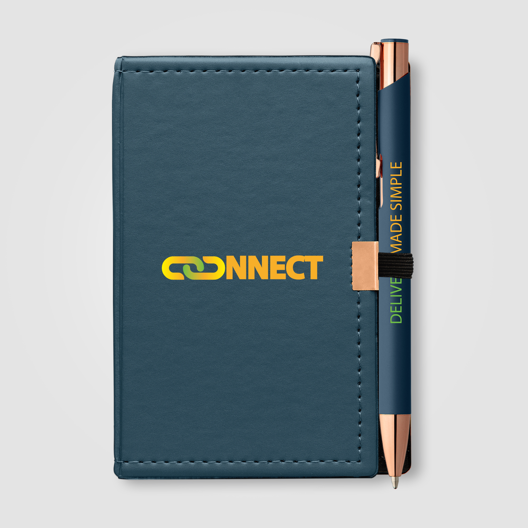 Carnet publicitaire avec stylo - Crosby Rose Gold Bleu marine